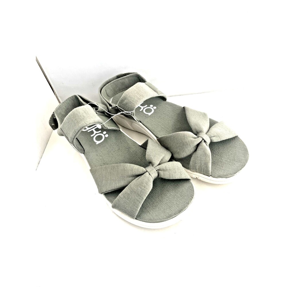 Ryka Mallorie Sport Sandals Womens 6.5M Sage Green White Synthetic Hook & Loop